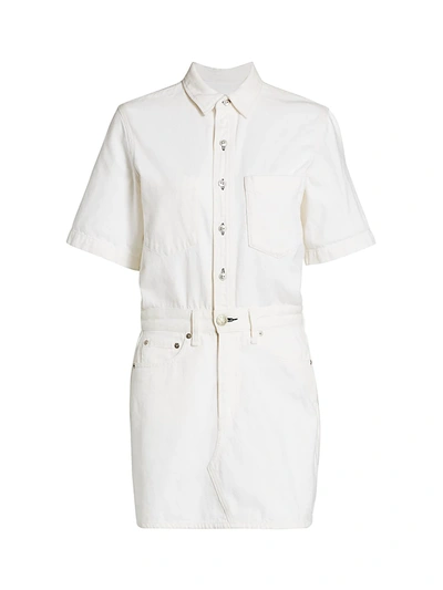 Shop Rag & Bone All-in-one Denim Shirtdress In Off White