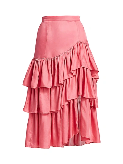 Shop Cinq À Sept Women's Rowan Tiered Ruffle Midi Skirt In Primrose