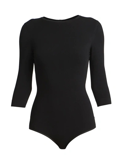 Shop Alaïa Women's Three Quarter-sleeve Bodysuit In Noir