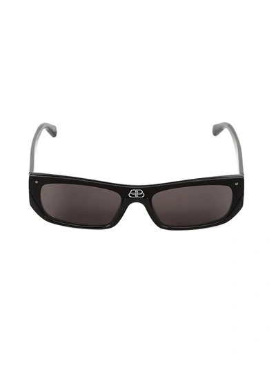 Shop Balenciaga 99mm Rectangular Sunglasses In Black
