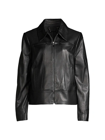 Shop Elie Tahari Women's Addison Leather Jacket In Black