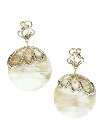 Shop Akola Goldtone Flower & Horn Disc Drop Earrings In Neutral