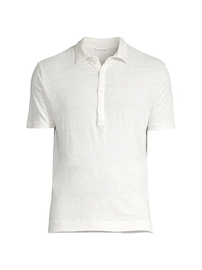 Shop Boglioli Linen Short-sleeve Polo In Ivory