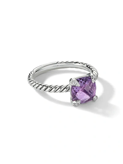 Shop David Yurman Women's Châtelaine Sterling Silver, Amethyst & Diamond Ring