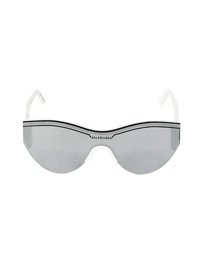 Shop Balenciaga 99mm Rounded Shield Sunglasses In White