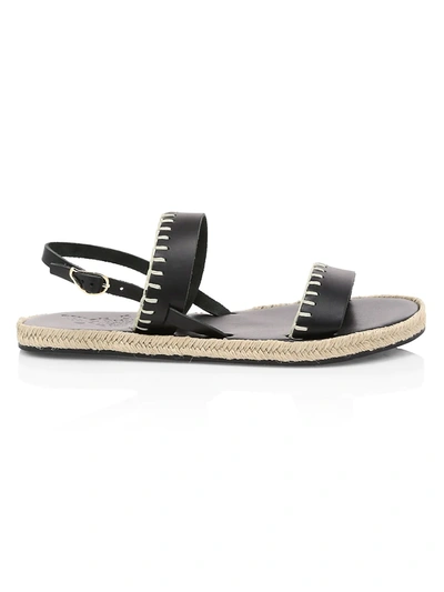 Shop Ancient Greek Sandals Clara Whipstitch Leather Espadrille Slingback Sandals In Black