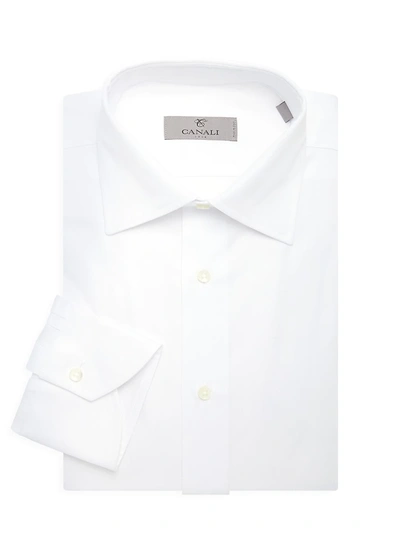 Shop Canali Men's Solid Dress Shirt In White