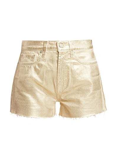 Shop 7 For All Mankind High-rise Cut-off Metallic Denim Shorts In Brooks Ave