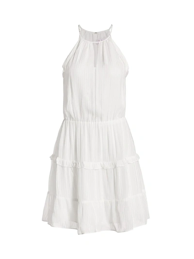 Shop Parker Bruna Lace Eyelet-trim Halter Mini A-line Dress In White