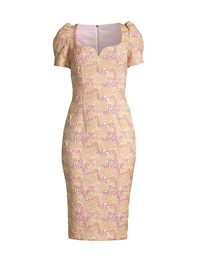 Shop Rebecca Vallance Stella Floral Sheath Dress In Pink Floral