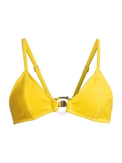 Shop Suboo Ines Ring-front Bikini Top In Yellow