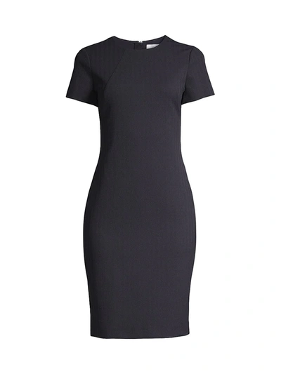Shop Hugo Boss Women's Dijersa Structured Herringbone Jersey Stretch Dress In Midnight