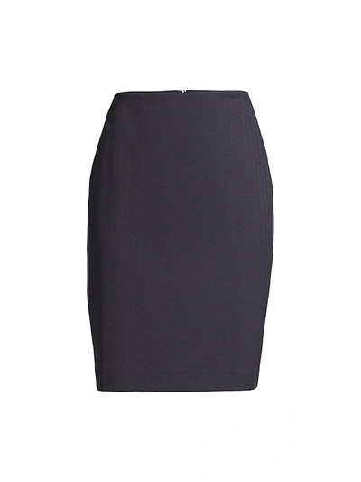 Shop Hugo Boss Vikena Strutctured Herringbone Jersey Skirt In Midnight