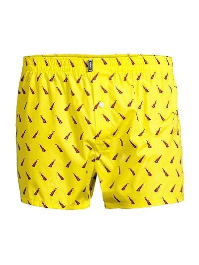 Shop Versace Men's Printed Boxer Shorts In Yellow