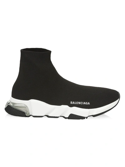 Shop Balenciaga Men's Speed Clear Sole Sneakers In Black White