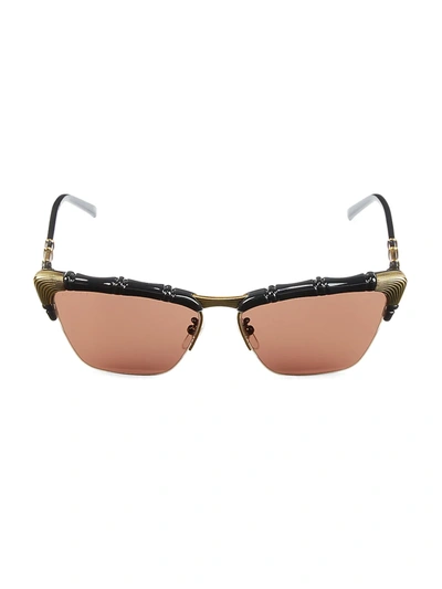 Shop Gucci 58mm Bamboo-effect Cat Eye Sunglasses In Black