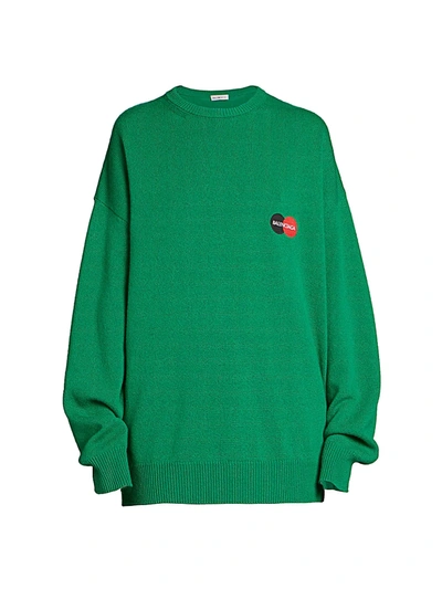 Shop Balenciaga Cashmere Crewneck Sweater In Green