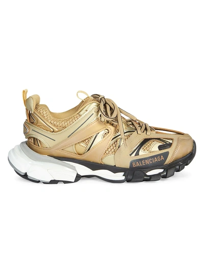 Shop Balenciaga Women's Metallic Track Sneakers In Gold