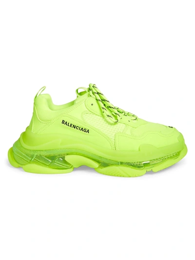 Shop Balenciaga Men's Triple S Clear Sole Sneakers In Fluo Yellow