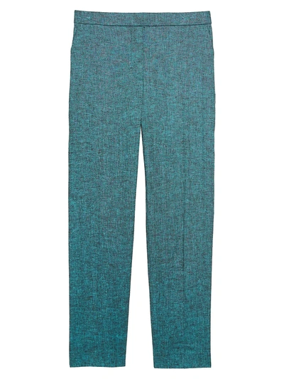 Shop Theory Treeca Stretch-linen Cropped Pants In Fiji Melange