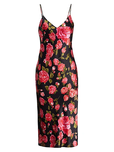 Shop L Agence Jodie Floral Silk Slip Dress In Black Rosewood