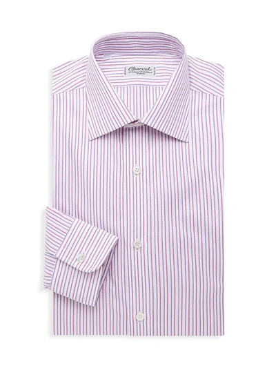 Shop Charvet Men's Stripe Dress Shirt In Pink