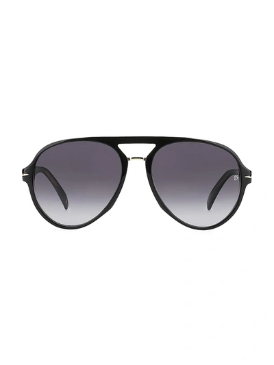 Shop David Beckham Men's 57mm Aviator Sunglasses In Black