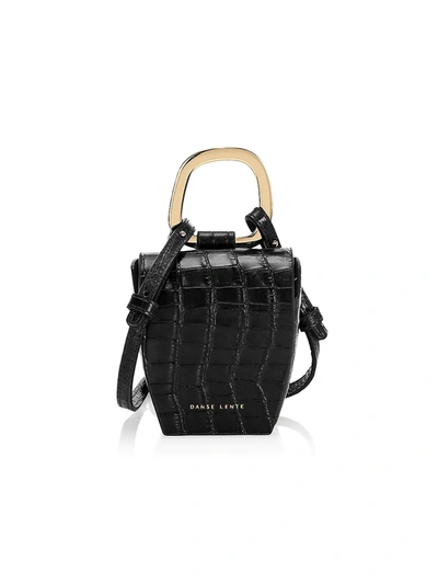 Shop Danse Lente Women's Pablo Croc-embossed Leather Top Handle Bag In Jet Black