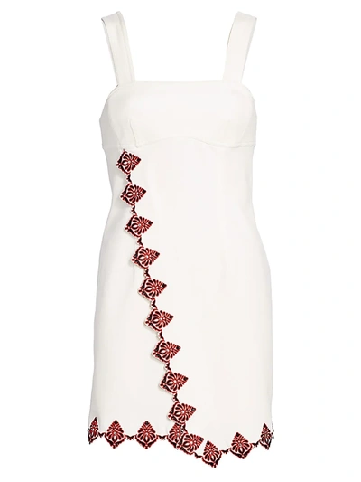 Shop Derek Lam 10 Crosby Inia Embroidery Mini Dress In Soft White