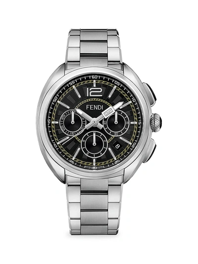 Shop Fendi Timepieces Momento Fendi Chronograph Stainless Steel Watch In Silver