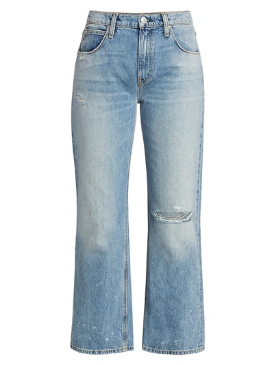 Shop Hudson Sloane Distressed Wide Jeans In Hesitate