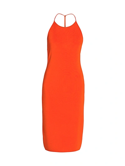 Shop Bottega Veneta Sleeveless Halterneck Dress In Orange