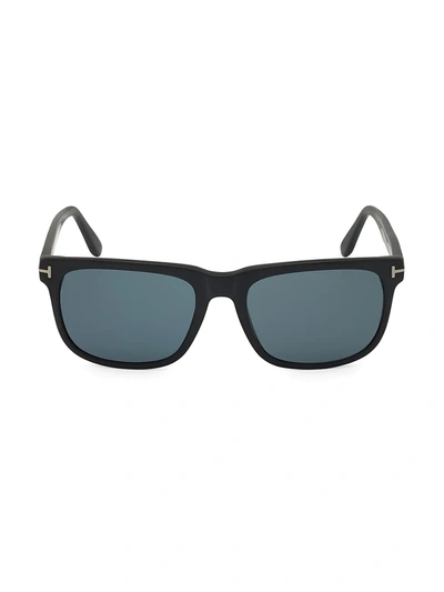 Shop Tom Ford Men's 56mm T Logo Square Sunglasses In Matte Black