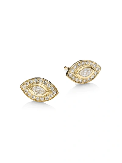 Shop Zoë Chicco Diamond Eye 14k Yellow Gold Stud Earrings