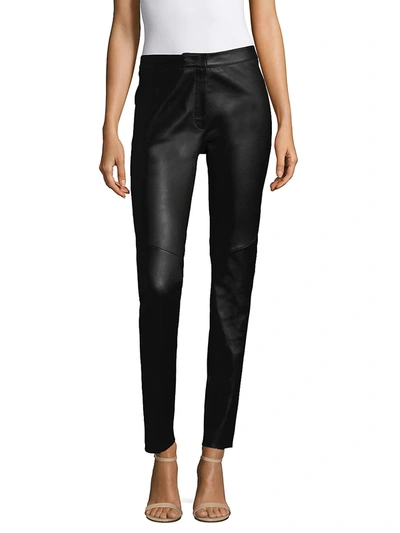 Shop Escada Slim Leather Pants In Black