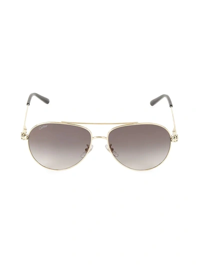 Shop Cartier Men's 61mm Aviator Sunglasses In Gold