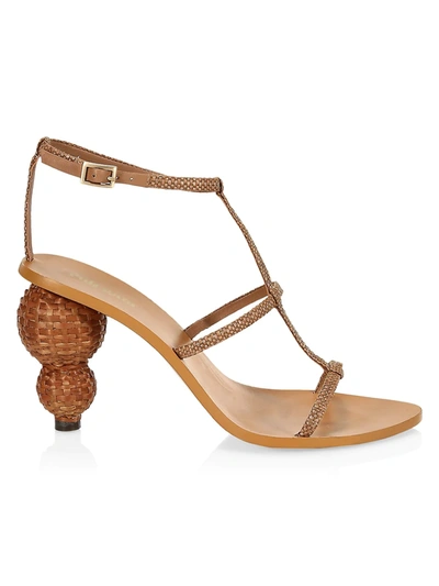 Shop Cult Gaia Eden Bauble-heel Woven Metallic Sandals In Natural