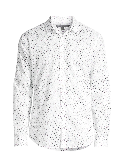 Shop John Varvatos Men's Slim-fit Printed Sport Shirt In White