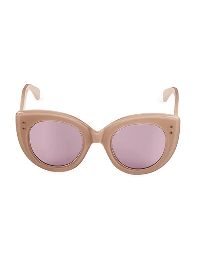 Shop Alaïa 48mm Oversized Cat Eye Sunglasses In Nude