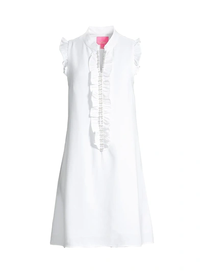 Shop Lilly Pulitzer Adalee Faux Pearl Shift Dress In Resort White