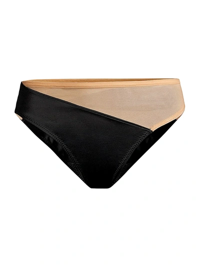 Shop Norma Kamali Women's Snake Mesh Bikini Bottom In Black Nude