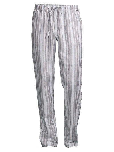 Shop Hanro Men's Night & Day Woven Stripe Lounge Pants In Linen Stripe
