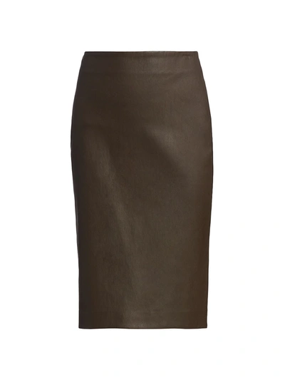 Shop Theory Women's Skinny Leather Pencil Skirt In Mink