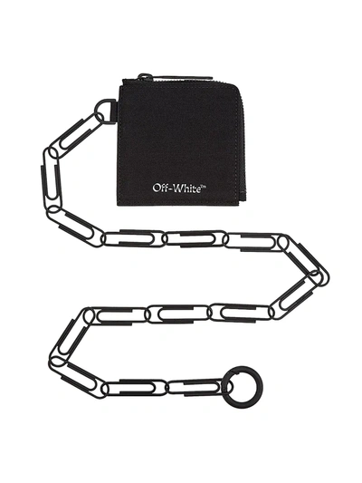 Shop Off-white Logo Paperclip Wallet-on-chain In Black