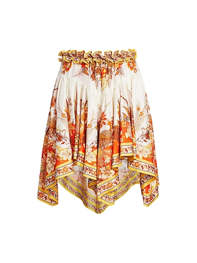 Shop Zimmermann Brightside Placement Silk Handkerchief Mini Skirt In Gold Phoenix