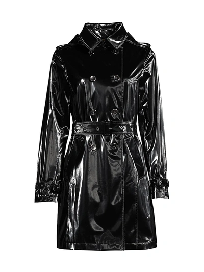 Shop Jane Post Women's Spring Hologram Trench Coat In Black