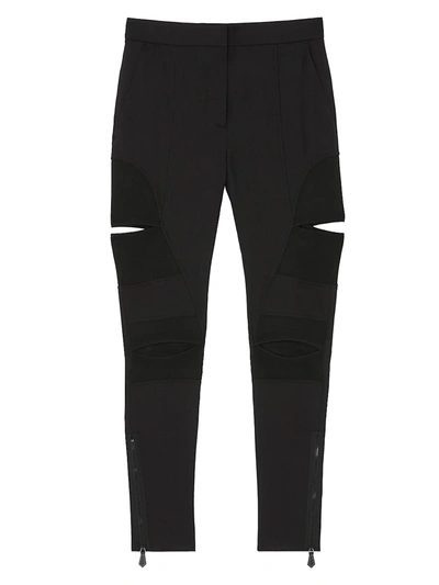 Shop Burberry Skinny Cutout Trousers In Black