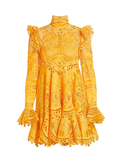 Shop Zimmermann Brightside Palm Mini Dress In Sunflower