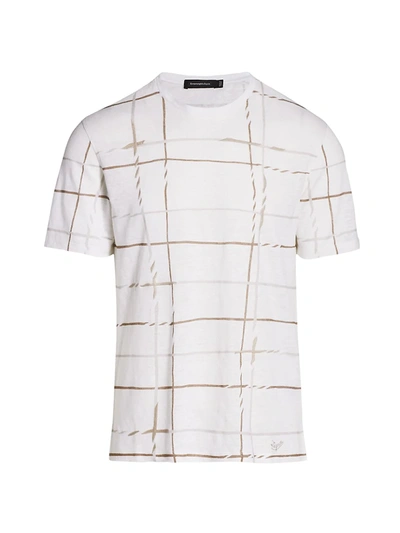 Shop Ermenegildo Zegna Plaid Linen T-shirt In White