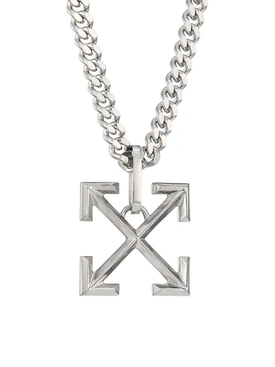 Shop Off-white Arrow Pendant Necklace In Grey Silver